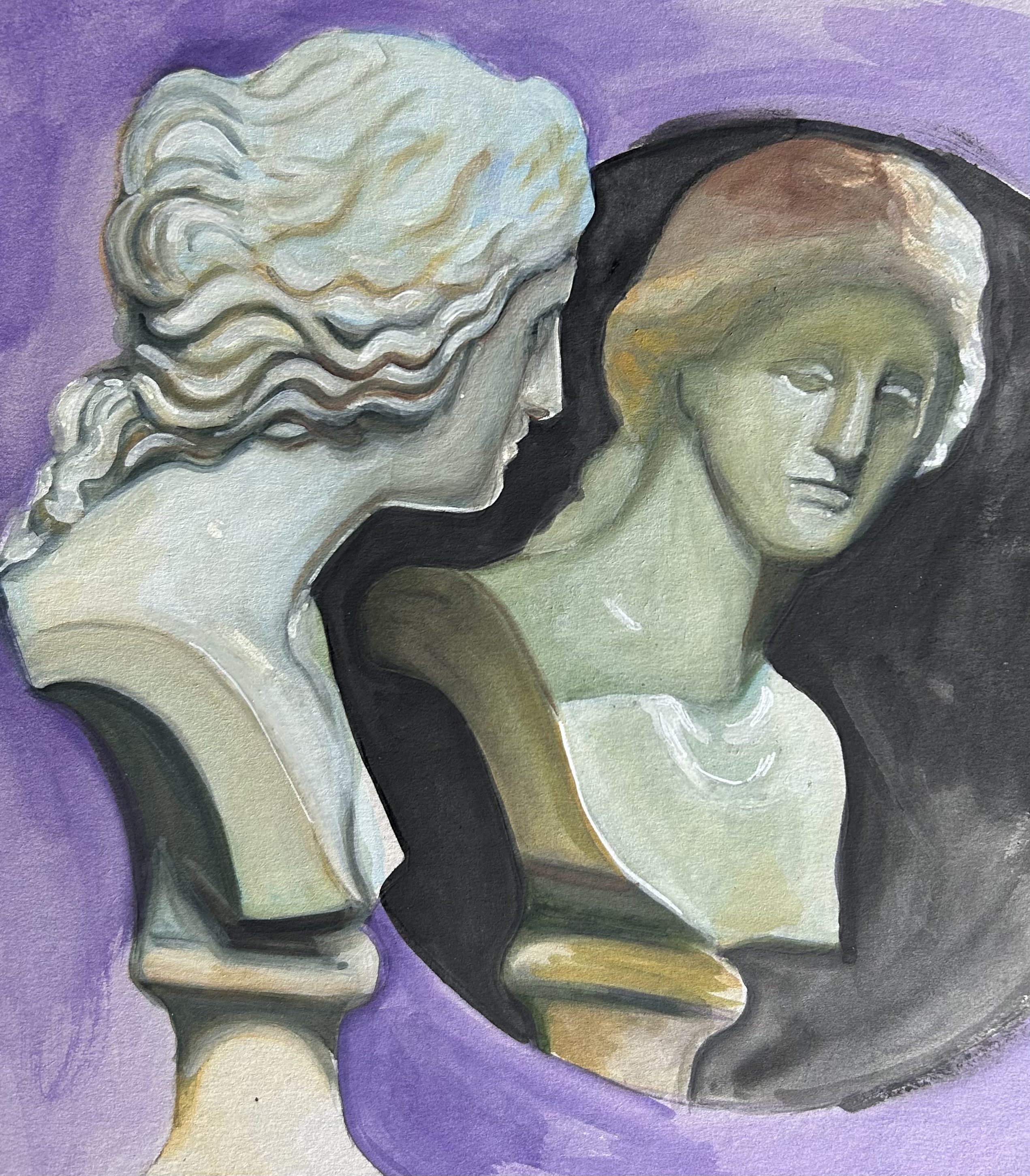 watercolor of bust from life (same ref as above, done four months later), original
