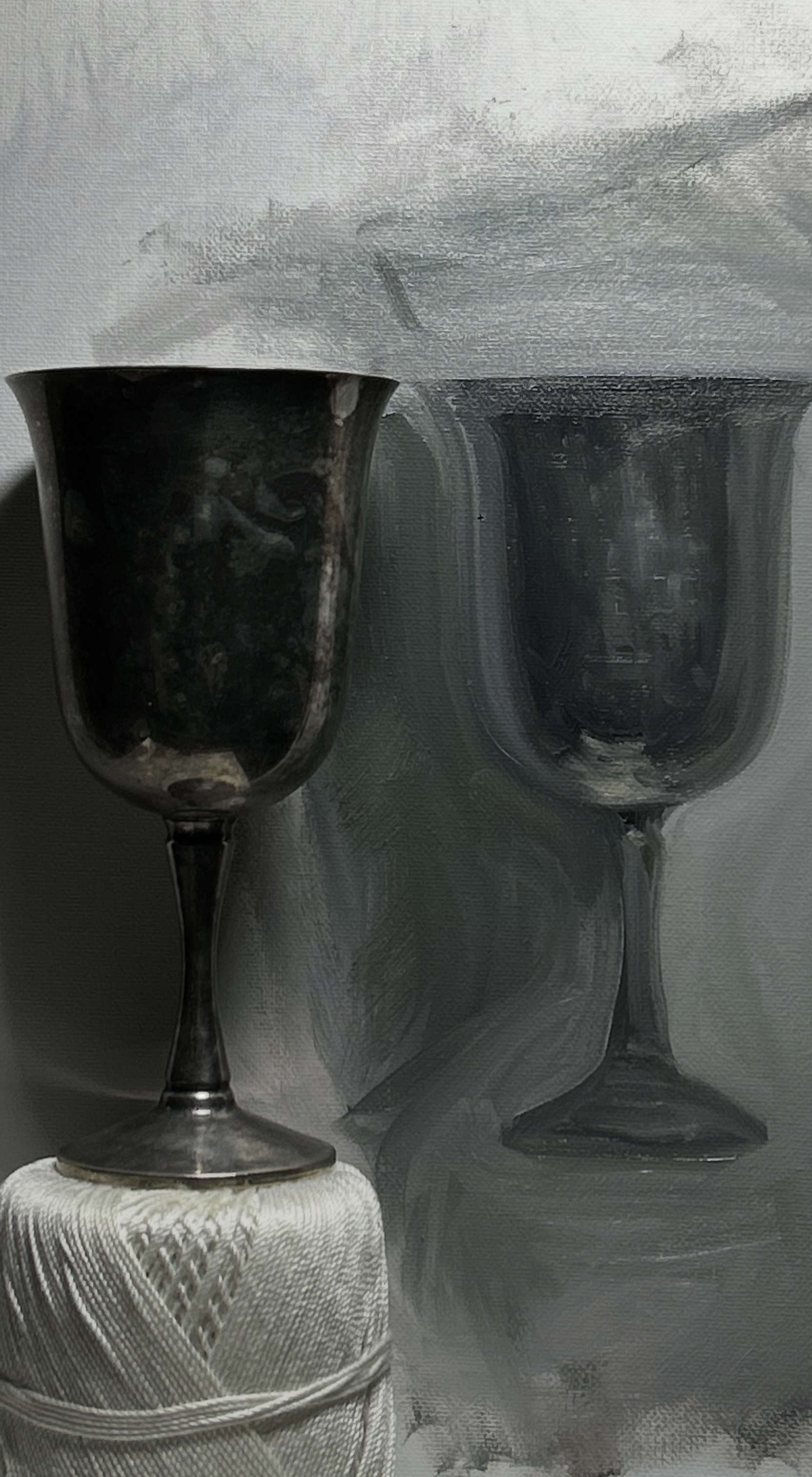 Still life study of a cup, oil, original